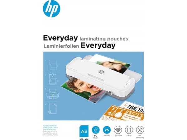HP Everyday - 80 mikronia - 25-pakkaus - kiiltävä - kirkas - 303 x 426 mm Taskut laminointia varten (9152)
