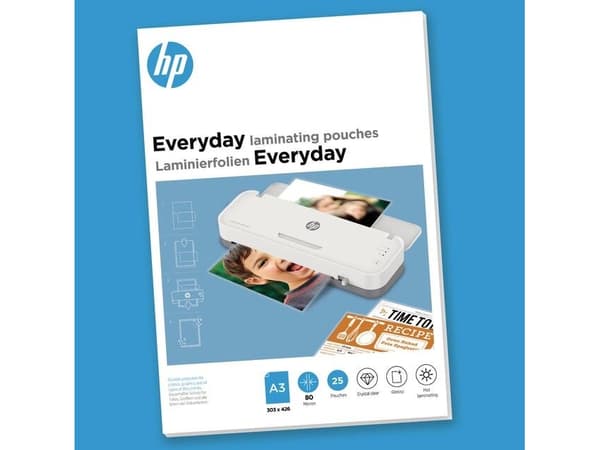 HP Everyday - 80 mikronia - 25-pakkaus - kiiltävä - kirkas - 303 x 426 mm Taskut laminointia varten (9152)