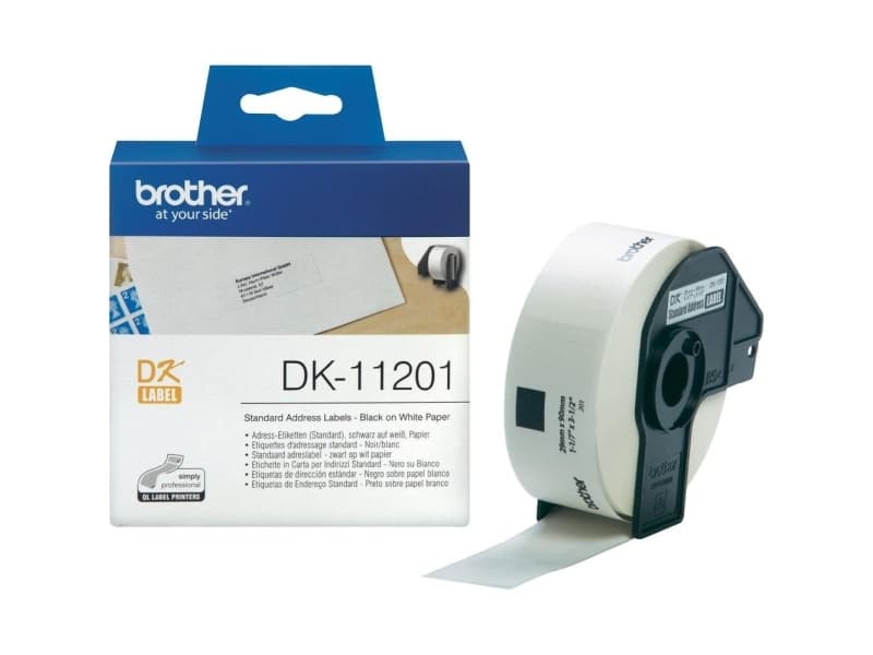 Brother DK-11201, Svart på vitt, 400 styck, DK, Svart, Vit, direkt termal, Kina