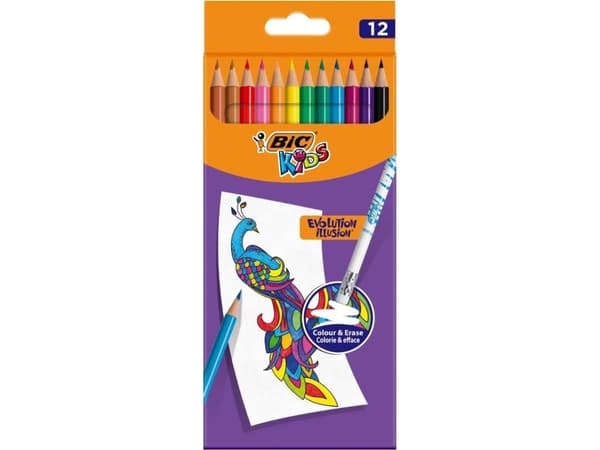 Blyanter BIC Crayons Kids Evolution Illusion med 12 stk. ass. farver