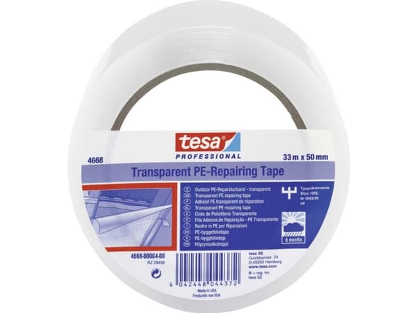 tesa filmtape 4668 MDPE, 50 mm x 33 m, transparent PE-teip med utmerket UV-bestandighet 24 uker (04668-00004-00)