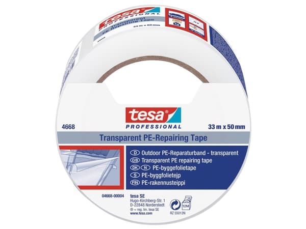 tesa filmtape 4668 MDPE, 50 mm x 33 m, transparent PE-teip med utmerket UV-bestandighet 24 uker (04668-00004-00)