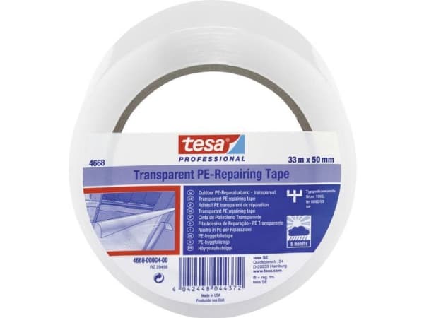 tesa filmtape 4668 MDPE, 50 mm x 33 m, transparent PE-teip med utmerket UV-bestandighet 24 uker (04668-00004-00)