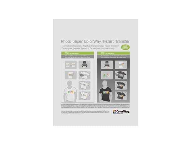 ColorWay ART T-shirt transfer - Vit - A4 (210 x 297 mm) - 120 g/m² - 5 ark fotopapper