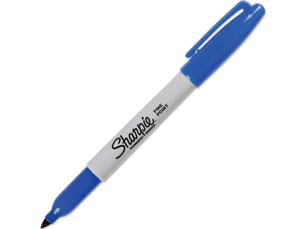 Permanent marker, Sharpie, 1 mm, fine, rund, blå