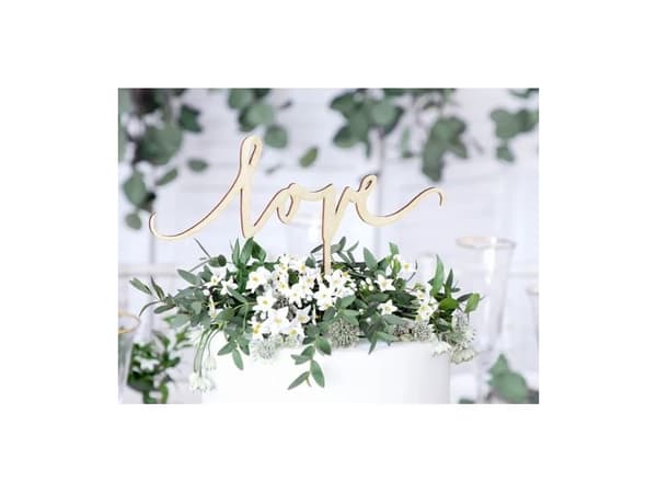 PartyDeco Kuchen-Topper love, Tårta, Guld, Barn och vuxna, Unisex, Alla hjärtans dag, 1 styck
