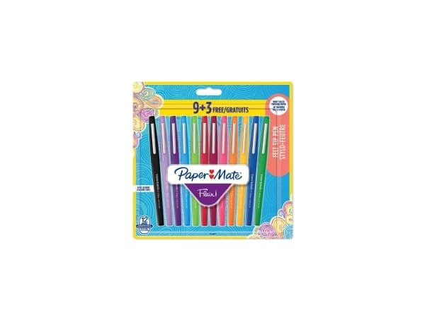 Papermate Flair, Medium, 12 färger, Multifärg, 0,7 mm, Multifärg, Vattenbaserat bläck