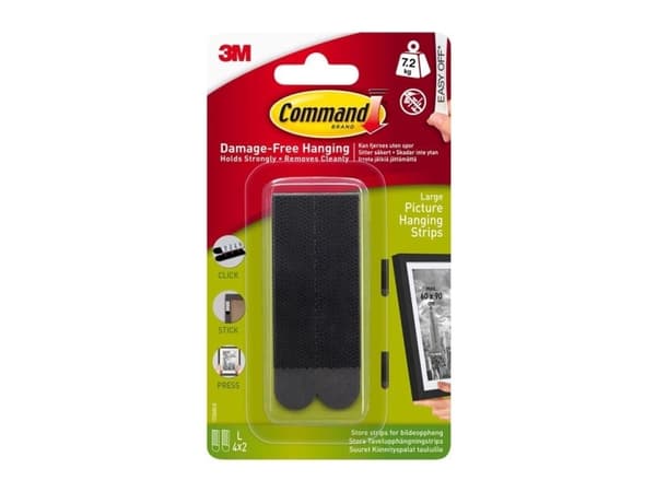 3M Picture Hanging Strip 17206Blkukn 4 Pair