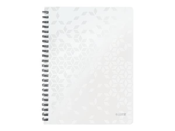 Leitz WOW - Notisbok - spiralbundet - A4 (210 x 297 mm) - 80 ark / 160 sider - linjert - 4 hull - hvit - polypropylen (PP)