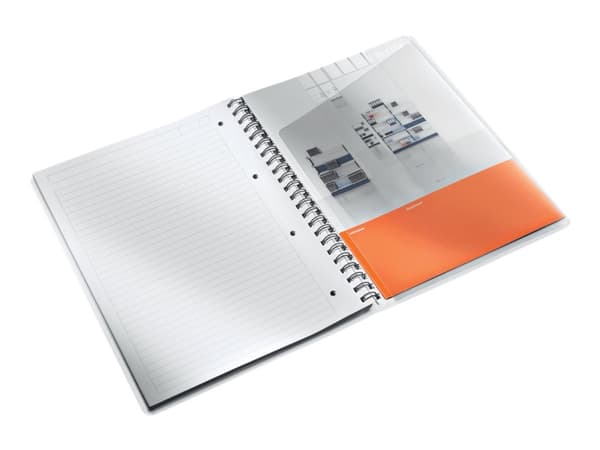Leitz WOW - Notisbok - spiralbundet - A4 (210 x 297 mm) - 80 ark / 160 sider - linjert - 4 hull - hvit - polypropylen (PP)