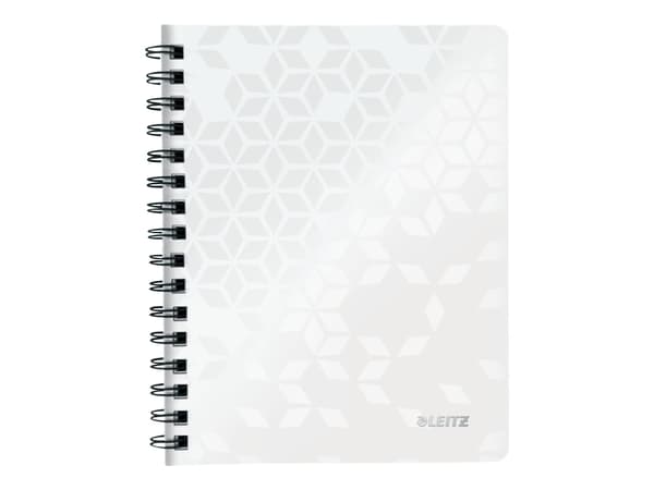 Leitz WOW - Notisbok - spiralbundet - A5 (148 x 210 mm) - 80 ark / 160 sider - linjert - 2 hull - hvit - polypropylen (PP)