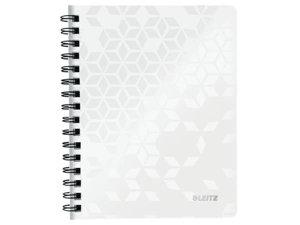 Leitz WOW - Notisbok - spiralbundet - A5 (148 x 210 mm) - 80 ark / 160 sider - linjert - 2 hull - hvit - polypropylen (PP)
