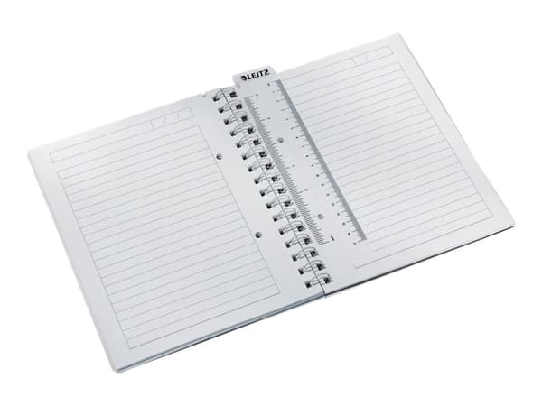 Leitz WOW - Notisbok - spiralbundet - A5 (148 x 210 mm) - 80 ark / 160 sider - linjert - 2 hull - hvit - polypropylen (PP)