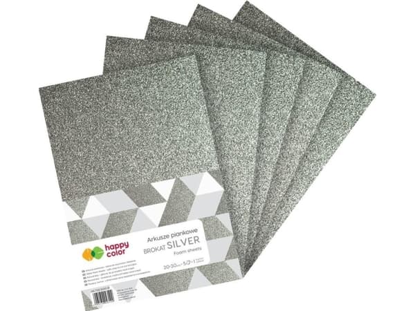 Happy Color Vaahtomuovilevyt A4 5kpl glitter hopea HAPPY COLOR