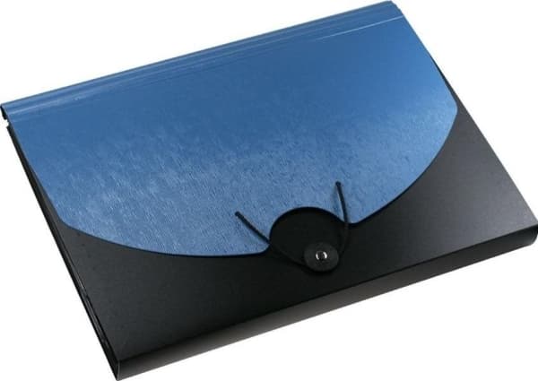 A4/13P compartment folder TP13BL2 with rubber band, black and blue