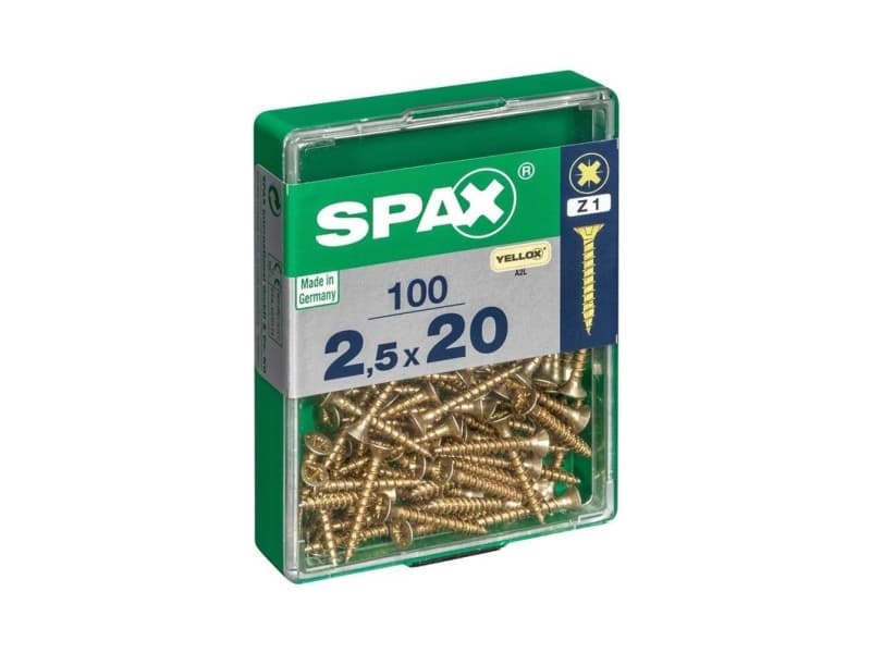 SPAX 4081020250202, Skruv, Stål, Zink, Trä, Platt huvud, Pozidriv, Gul