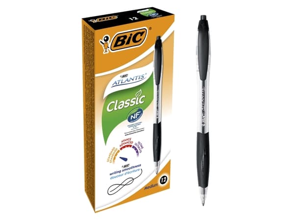 Kulspetspenna BIC Atlantis, medium, svart - (ask med 12)