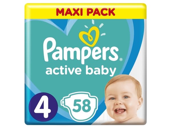 Sauskelnės Pampers Active Baby-Dry Value Pack Plus, 4 dydis, 9-14 kg, 58 vnt.
