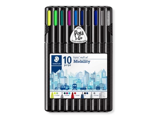 Multisæt Staedtler® Triplus Pens to Go med 10 dele
