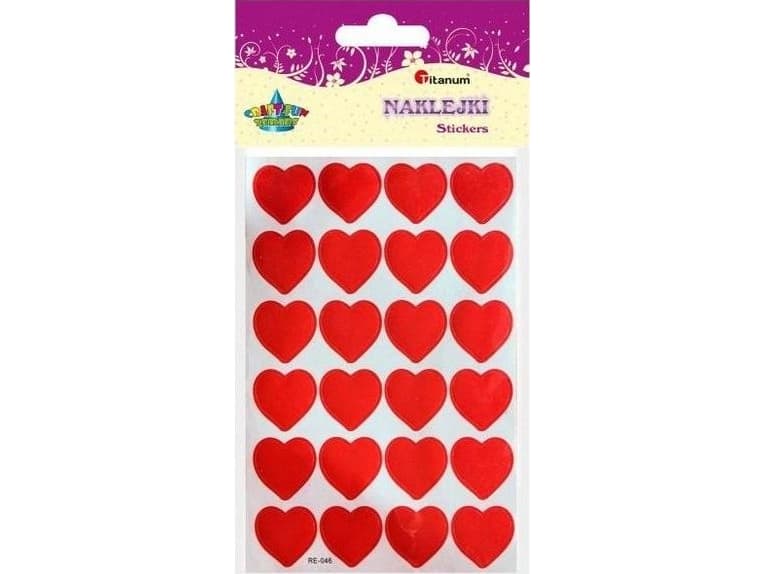 Titanum Paper stickers hearts 18x18mm red 24pcs
