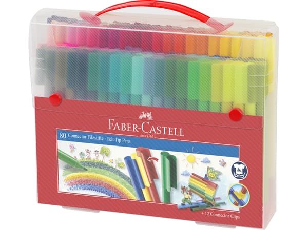 Tusser Faber-Castell Connector kuffert med 80 stk. ass. farver