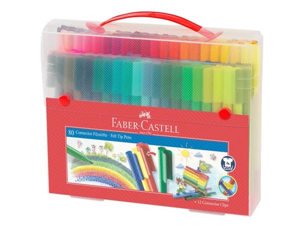Tusser Faber-Castell Connector kuffert med 80 stk. ass. farver