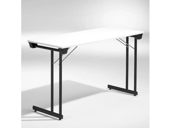 Konferencebord Kongress, Hvid 1200x500 mm, Sort understel