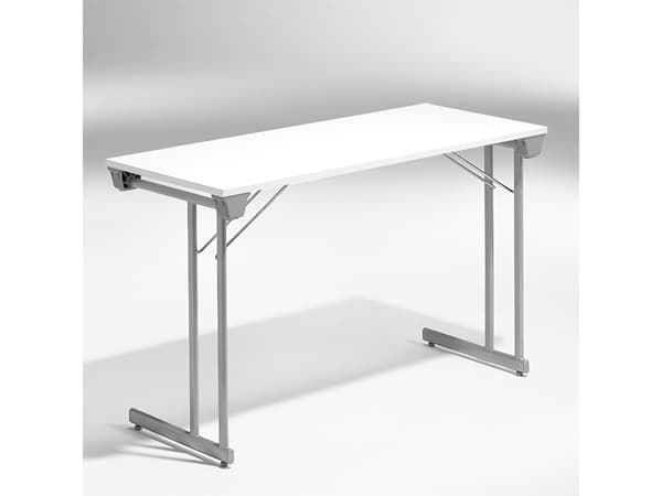 Konferencebord Kongress, Hvid 1200x600 mm, Alugråt understel
