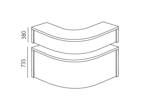 Reception Ekoflex overdel hjørne, Bøg 1300x1300 mm