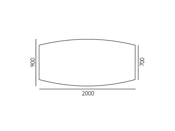 Konferensbord Consensus, Bok 2000x900 mm båtformad, stomme i aluminiumgrått