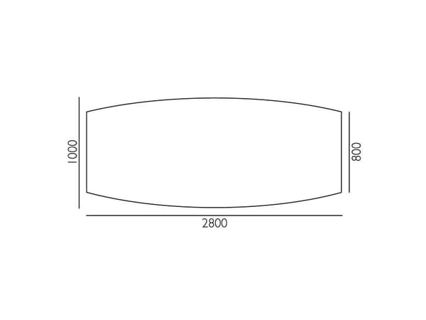 Konferencebord Consensus, Bøg 2800x1000 mm bådformet, Alugrå understel