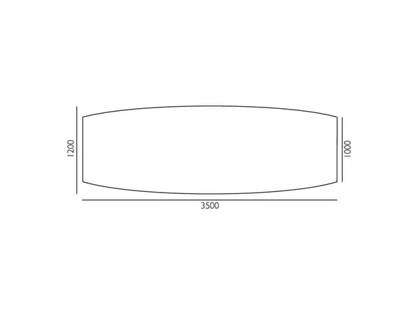Konferencebord Consensus, Bøg 3500x1200 mm bådformet, Alugrå understel