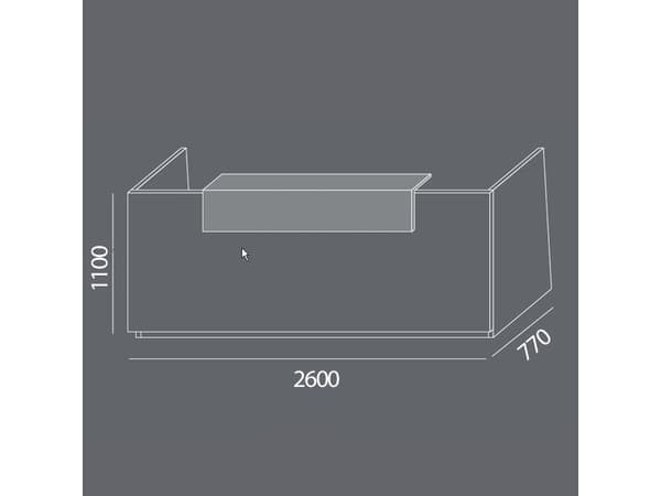 Reception DNA Antracit 2600 mm, Fast bordplade