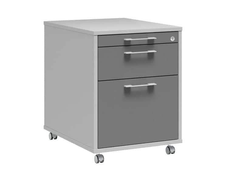 Skuffesektion DNA, 458x580x595 mm Lys grå/Antracit, 3 skuffer