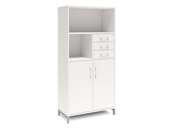 Kontorskab DNA, 800x1660 mm, Hvid/Alugrå, skuffemodul 4A4/2A4