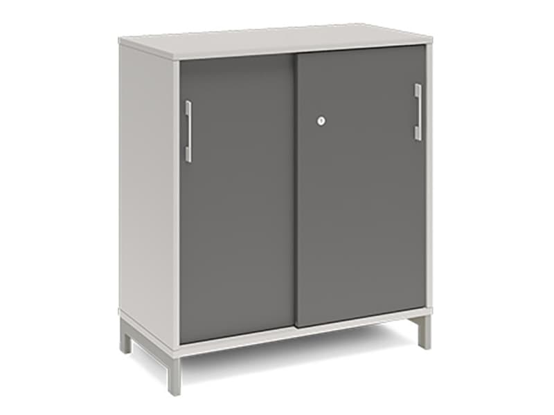 Kontorskab DNA, 800x890 mm, Lys grå/Antracit/Alugrå, skydedør 2A4