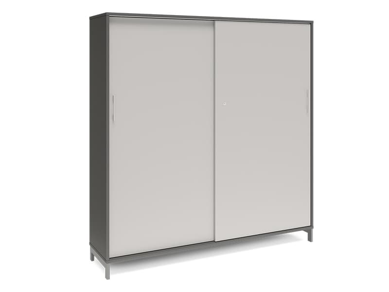 Kontorskab DNA, 1600x1660 mm, Antracit/Lys grå/Alugrå, skydedør 4A4