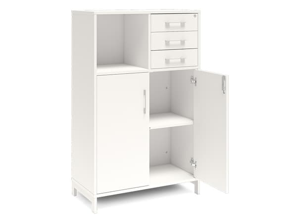 Kontorskab DNA, 800x1275 mm, Hvid/Hvid, skuffemodul 3A4/2A4