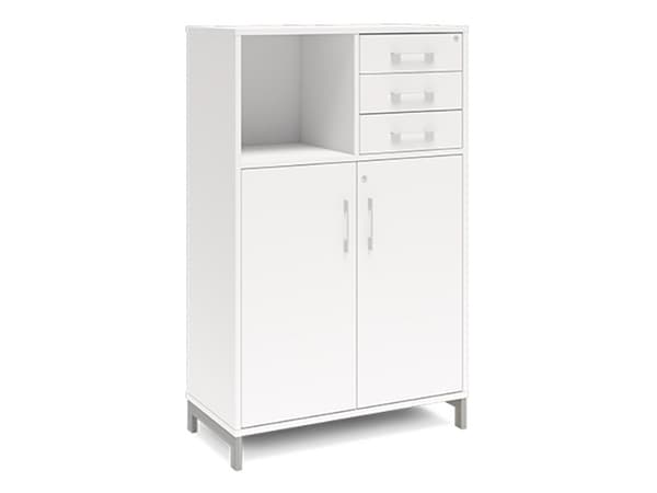 Kontorskab DNA, 800x1275 mm, Hvid/Hvid, skuffemodul 3A4/2A4