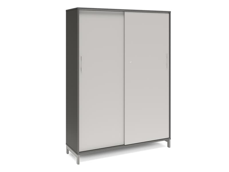 Kontorskab DNA, 1200x1660 mm, Antracit/Lys grå/Hvid, skydedør 4A4