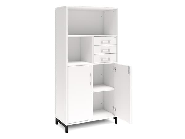 Kontorskab DNA, 800x1660 mm, Hvid/Sort, skuffemodul 4A4/2A4