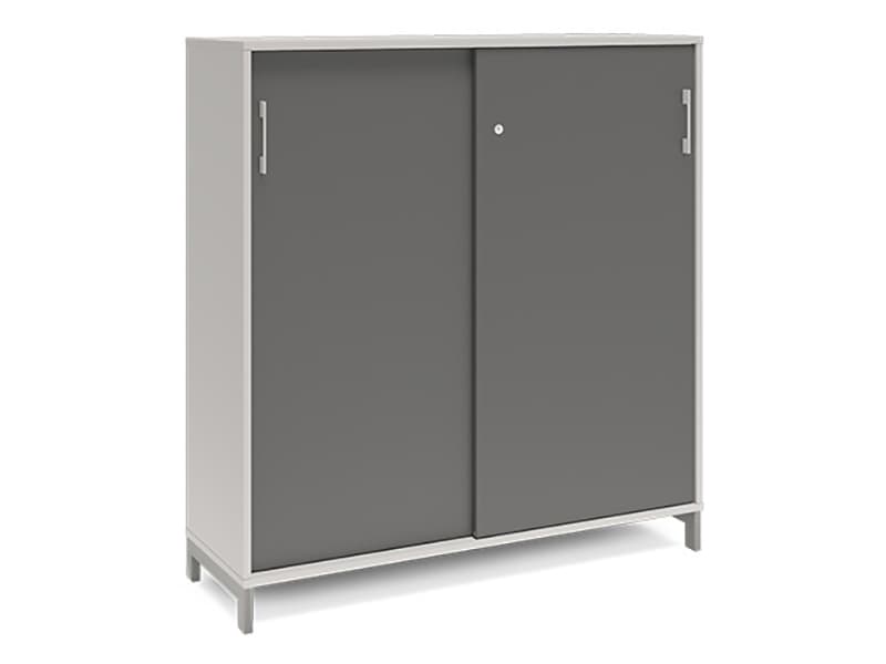 Kontorskab DNA, 1200x1275 mm, Lys grå/Antracit/Sort, skydedør 3A4