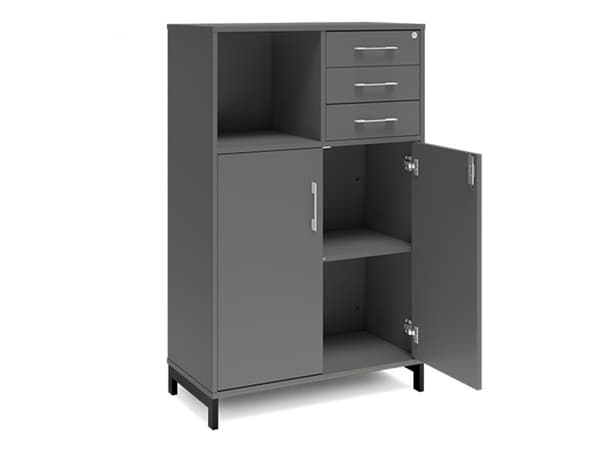 Kontorskab DNA, 800x1275 mm, Antracit/Sort, skuffemodul 3A4/2A4