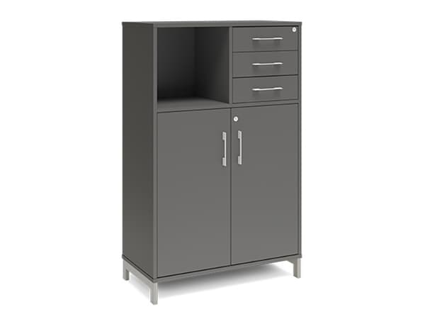 Kontorskab DNA, 800x1275 mm, Antracit/Sort, skuffemodul 3A4/2A4