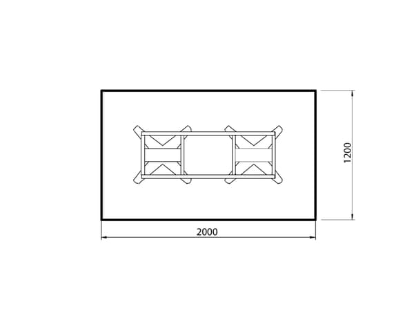 Konferencebord DNA, Antracit 2000x1200 mm rektangulært, Sort understel