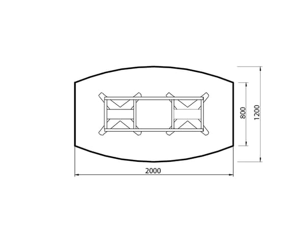 Konferencebord DNA, Lysgrå 2000x1200 mm bådformet, Sort understel