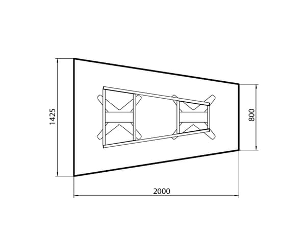 Konferencebord DNA, Lysgrå 2000x1425 mm trapezformet, Hvid understel