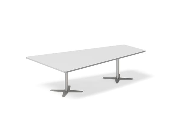 Konferencebord DNA, Lysgrå 2000x1425 mm trapezformet, Hvid understel