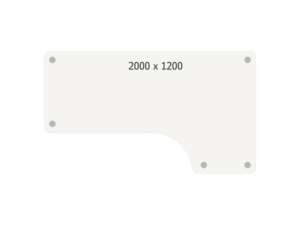 Skrivebord DNA, Hvid 2000x1200 mm Højre I-ben/Alugrå