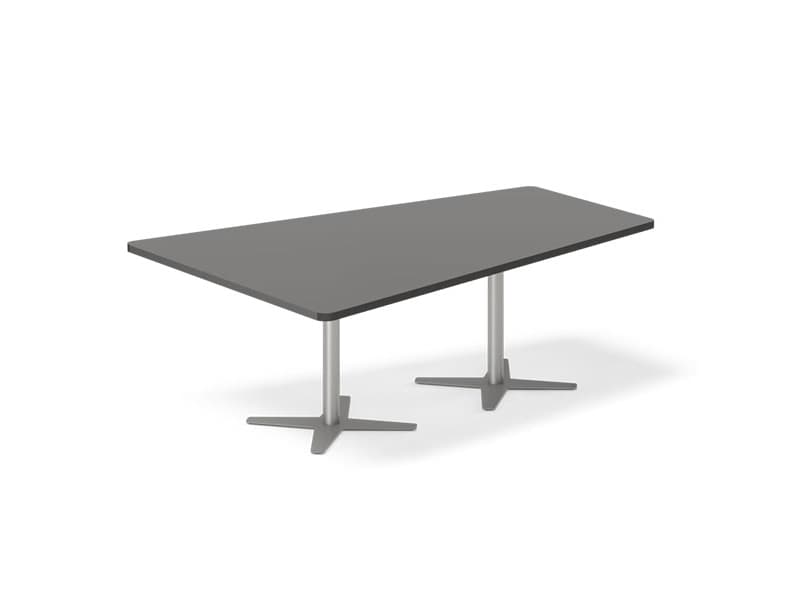 Konferencebord DNA, Antracit 3200x1800 mm trapezformet, Hvid understel